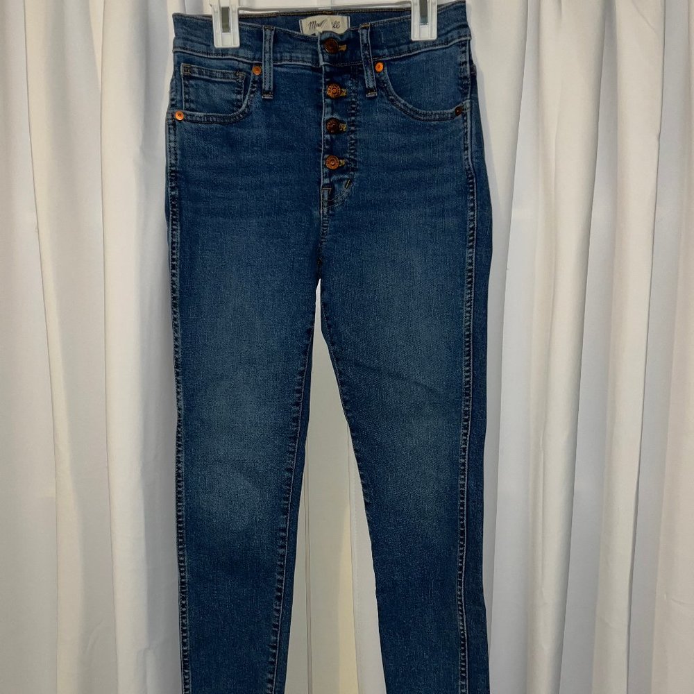 Madewell Jeans Skinny, Raw Hem, Button Fly, Size: 25 petitie